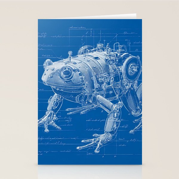 Robotic Toad Bufo Mechanicus Engineering Blueprint Stationery Card Gallery Image 2