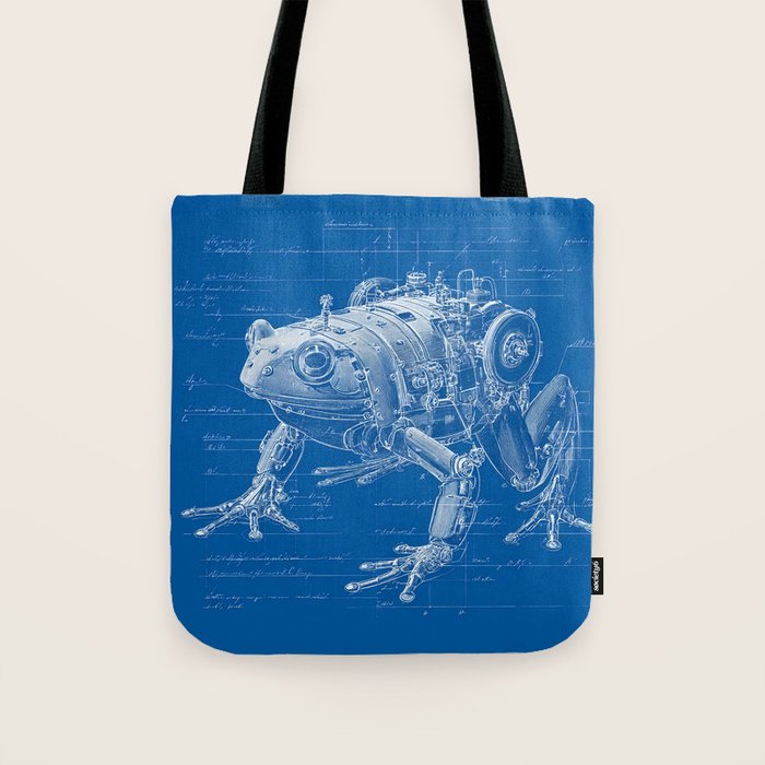 Robotic Toad Bufo Mechanicus Engineering Blueprint Tote Bag Gallery Image 1