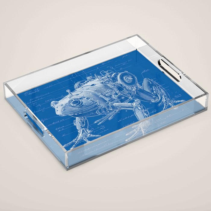 Robotic Toad Bufo Mechanicus Engineering Blueprint Acrylic Tray Gallery Image 1