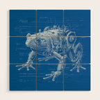 Robotic Toad Bufo Mechanicus Engineering Blueprint Wood Wall Art Gallery Image 1