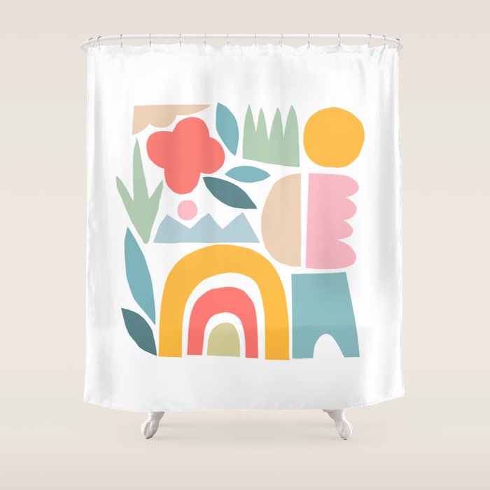 Playful Nature and Rainbow Collage Nº4 Shower Curtain Gallery Image 1