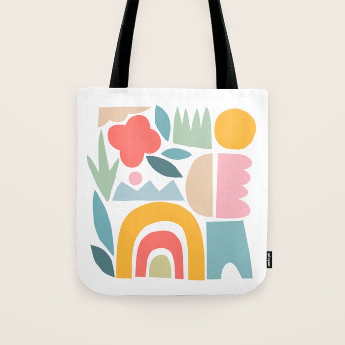 Playful Nature and Rainbow Collage Nº4 Tote Bag Gallery Image 1