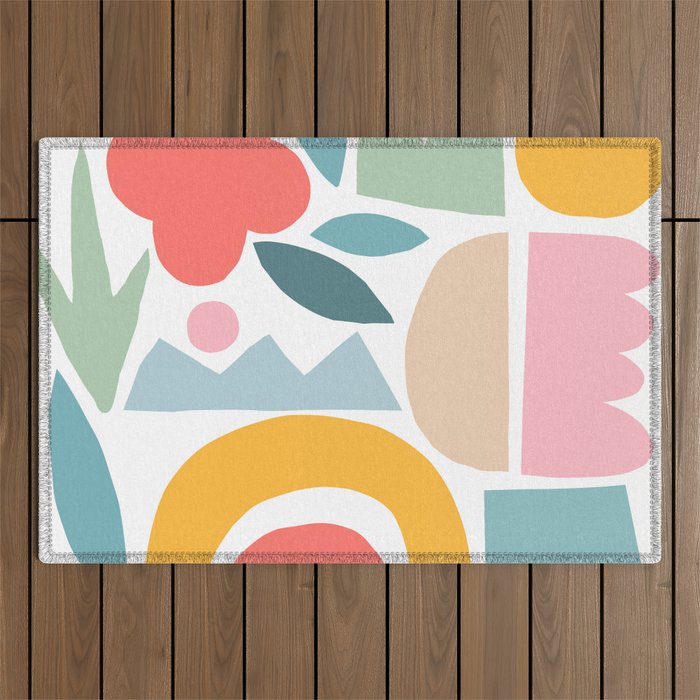 Playful Nature and Rainbow Collage Nº4 Outdoor Rug Gallery Image 1