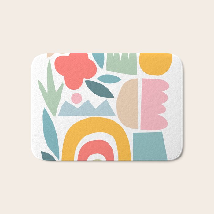 Playful Nature and Rainbow Collage Nº4 Bath Mat Gallery Image 1