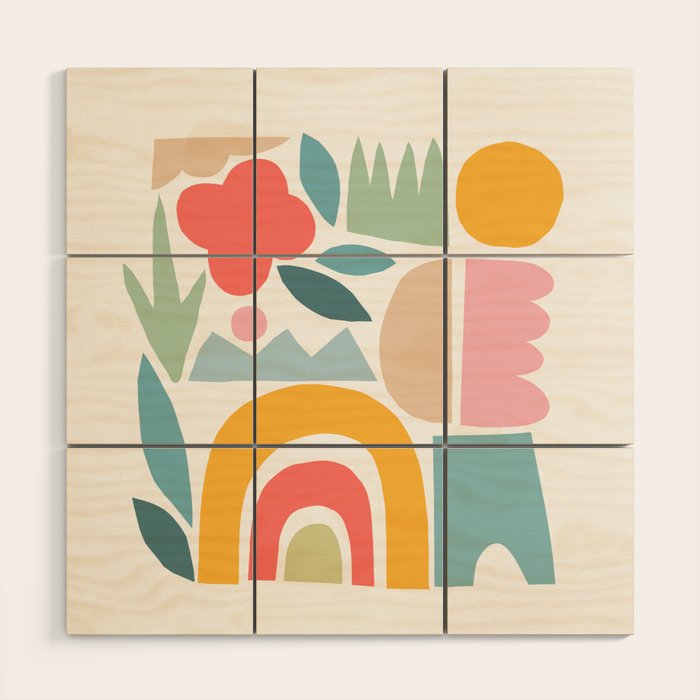 Playful Nature and Rainbow Collage Nº4 Wood Wall Art Gallery Image 1