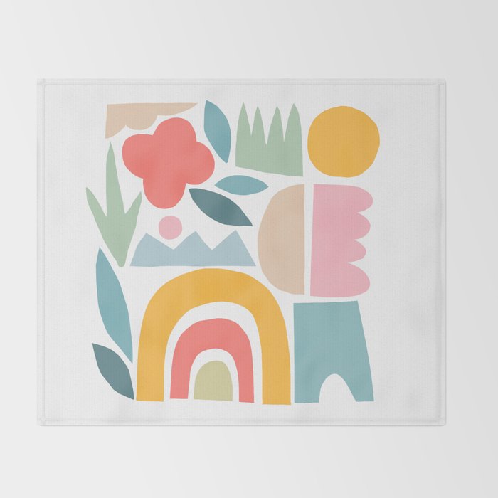 Playful Nature and Rainbow Collage Nº4 Throw Blanket Gallery Image 2