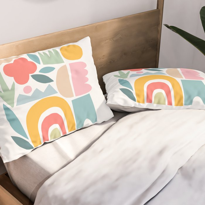 Playful Nature and Rainbow Collage Nº4 Pillow Sham Gallery Image 2