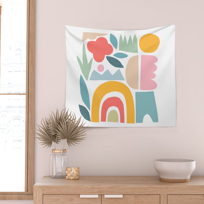 Playful Nature and Rainbow Collage Nº4 Wall Tapestry Gallery Image 2