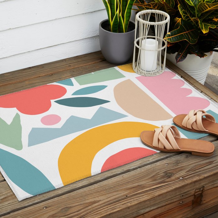 Playful Nature and Rainbow Collage Nº4 Outdoor Rug Gallery Image 2