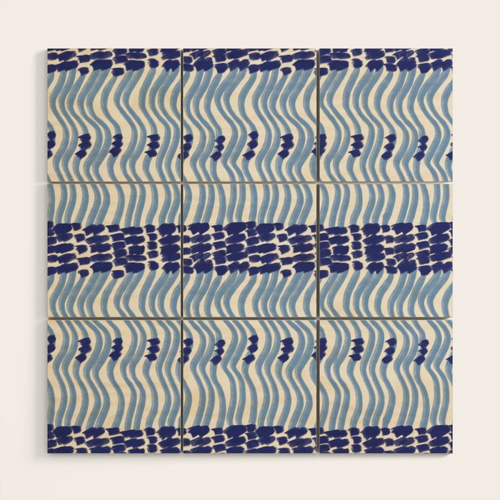 Wiggle Lines - Blue Color Wood Wall Art Gallery Image 1