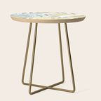 Floral Prints, Leaves and Blooms, Gray, Yellow and Aqua Side Table Gallery Image 1