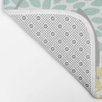 Floral Prints, Leaves and Blooms, Gray, Yellow and Aqua Bath Mat Gallery Image 2