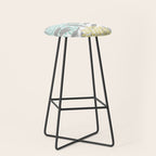 Floral Prints, Leaves and Blooms, Gray, Yellow and Aqua Stool Gallery Image 1