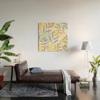 Floral Prints, Leaves and Blooms, Gray, Yellow and Aqua Wood Wall Art Gallery Image 2