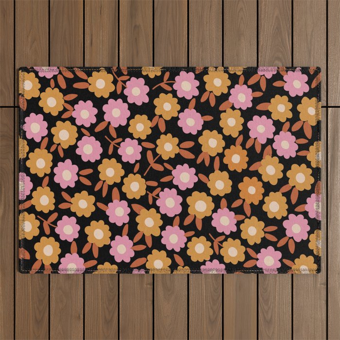 Retro flora Outdoor Rug Gallery Image 1
