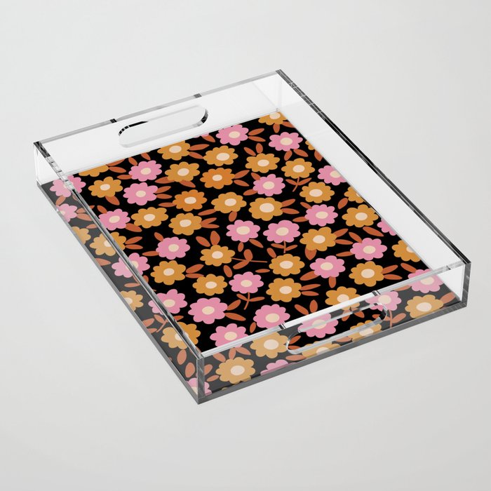 Retro flora Acrylic Tray Gallery Image 1