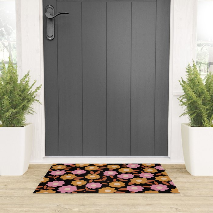 Retro flora Welcome Mat Gallery Image 3