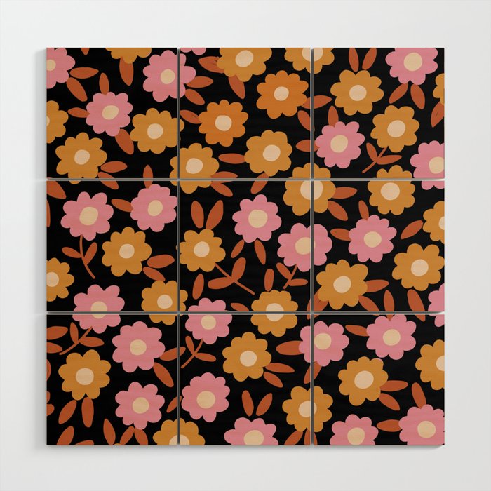 Retro flora Wood Wall Art Gallery Image 1