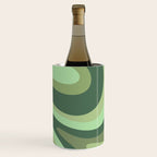 Retro Liquid Swirls Abstract Pattern in Basil and Mint Green Wine Chiller Gallery Image 3