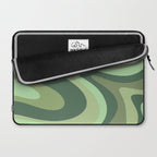 Retro Liquid Swirls Abstract Pattern in Basil and Mint Green Laptop Sleeve Gallery Image 2