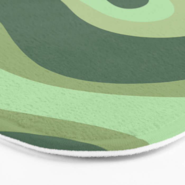 Retro Liquid Swirls Abstract Pattern in Basil and Mint Green Bath Mat Gallery Image 3