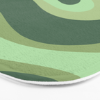 Retro Liquid Swirls Abstract Pattern in Basil and Mint Green Bath Mat Gallery Image 3