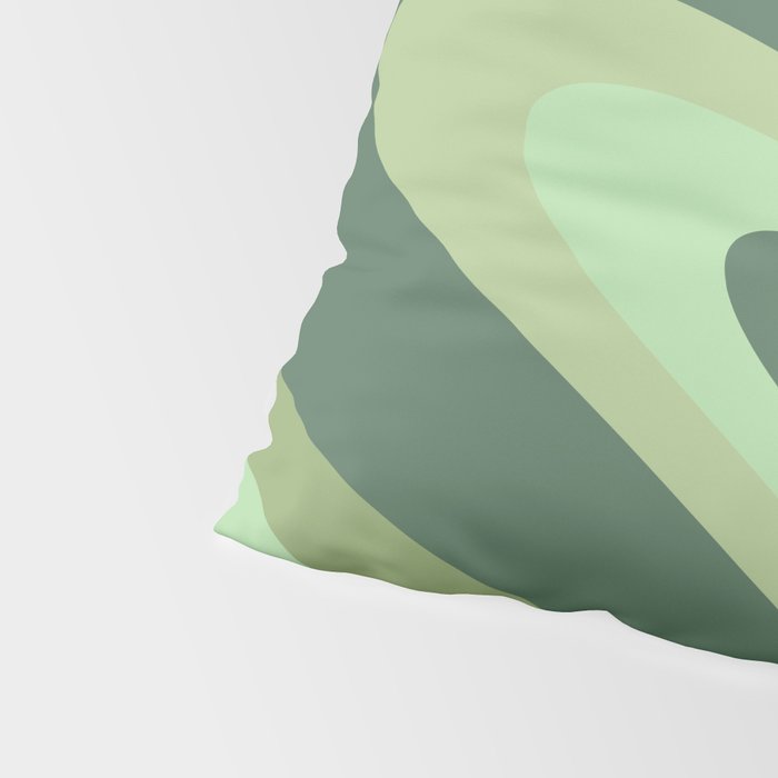 Retro Liquid Swirls Abstract Pattern in Basil and Mint Green Pillow Sham Gallery Image 4