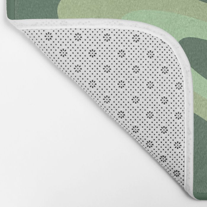 Retro Liquid Swirls Abstract Pattern in Basil and Mint Green Bath Mat Gallery Image 2