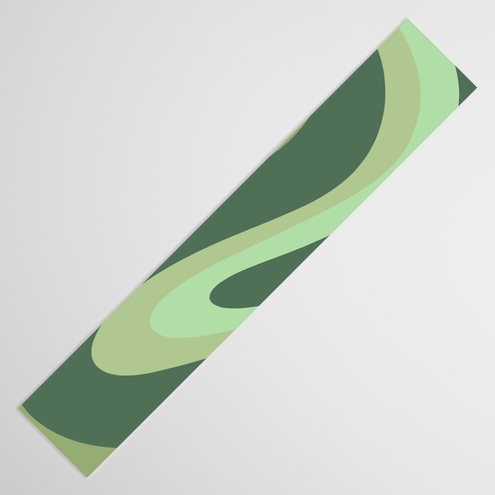 Retro Liquid Swirls Abstract Pattern in Basil and Mint Green Table Runner Gallery Image 3