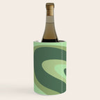 Retro Liquid Swirls Abstract Pattern in Basil and Mint Green Wine Chiller Gallery Image 2