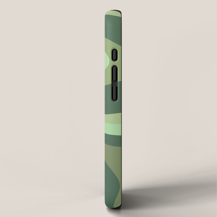 Retro Liquid Swirls Abstract Pattern in Basil and Mint Green iPhone Case Gallery Image 2