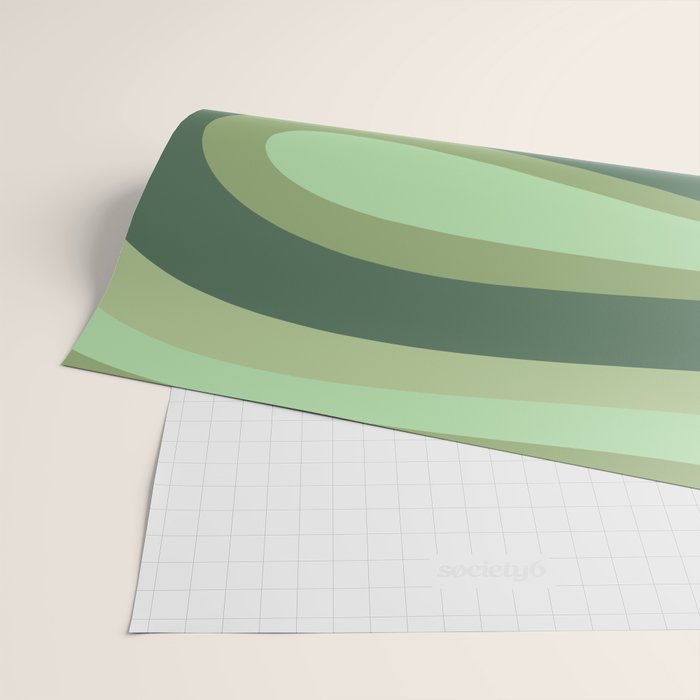 Retro Liquid Swirls Abstract Pattern in Basil and Mint Green Wrapping Paper Gallery Image 2