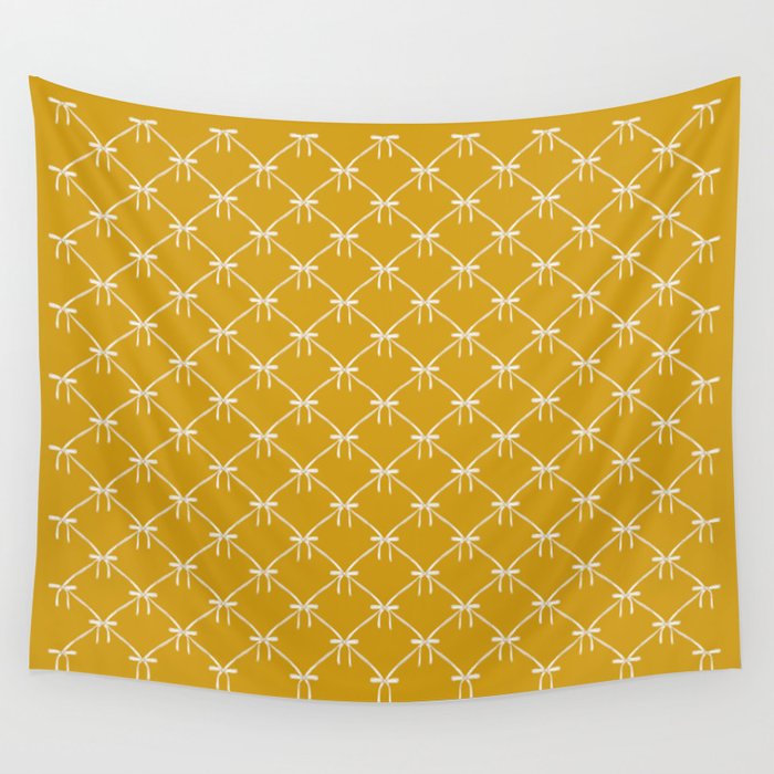 Bows & Ribbons Pattern XX Golden Yellow Wall Tapestry Gallery Image 4