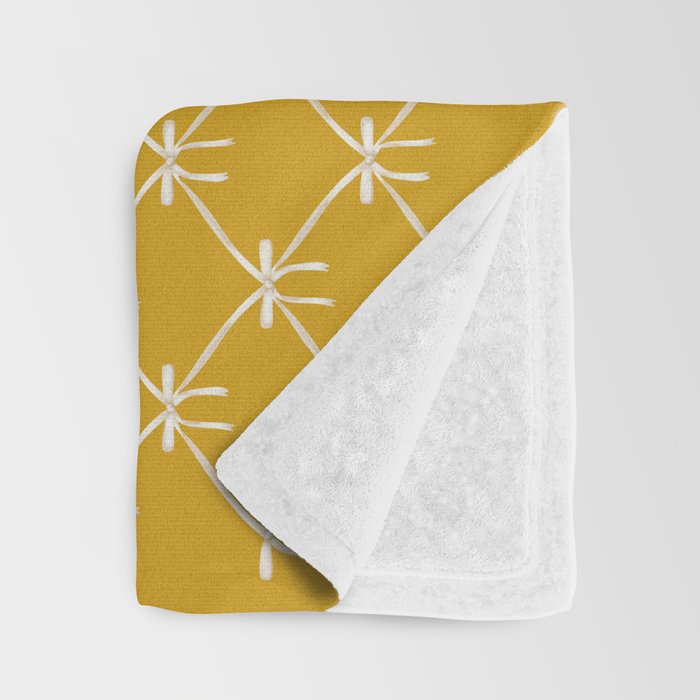 Bows & Ribbons Pattern XX Golden Yellow Throw Blanket Gallery Image 3
