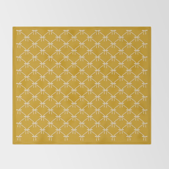 Bows & Ribbons Pattern XX Golden Yellow Throw Blanket Gallery Image 2