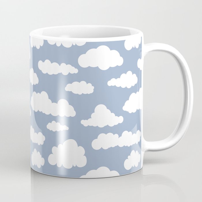 Sunny Summer Sky: White Cartoon Clouds in a Blue Sky Pattern Coffee Mug Gallery Image 1