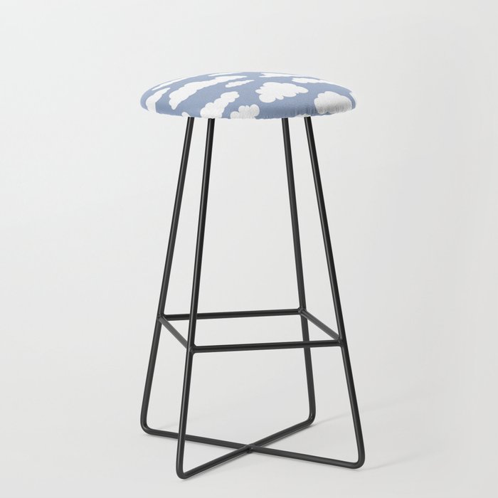 Sunny Summer Sky: White Cartoon Clouds in a Blue Sky Pattern Stool Gallery Image 1