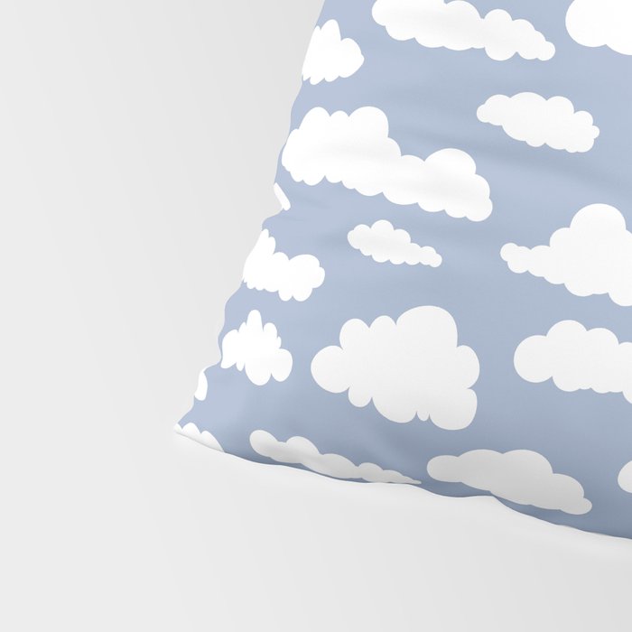 Sunny Summer Sky: White Cartoon Clouds in a Blue Sky Pattern Pillow Sham Gallery Image 4