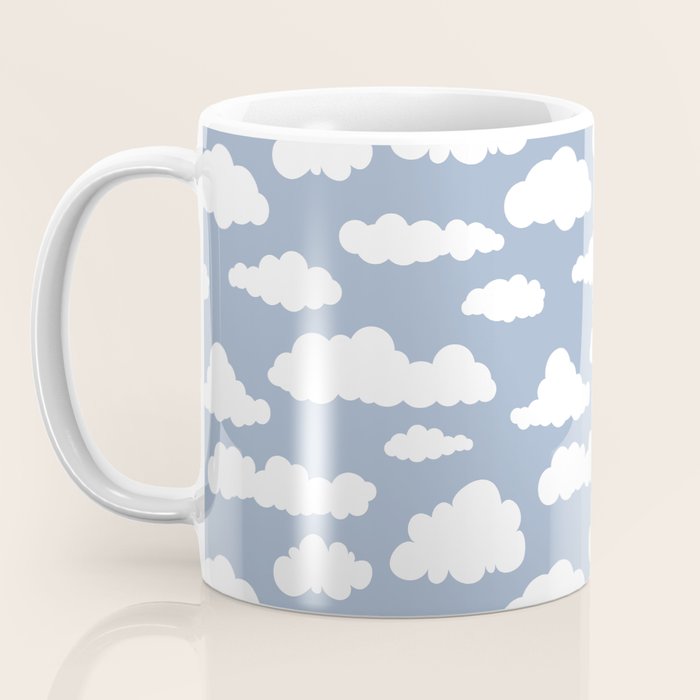 Sunny Summer Sky: White Cartoon Clouds in a Blue Sky Pattern Coffee Mug Gallery Image 3