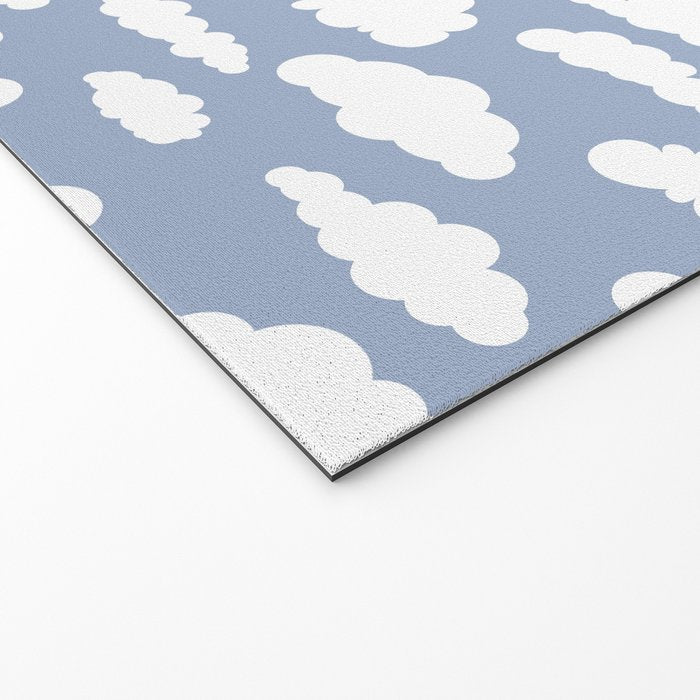 Sunny Summer Sky: White Cartoon Clouds in a Blue Sky Pattern Welcome Mat Gallery Image 2