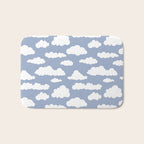 Sunny Summer Sky: White Cartoon Clouds in a Blue Sky Pattern Bath Mat Gallery Image 1