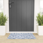 Sunny Summer Sky: White Cartoon Clouds in a Blue Sky Pattern Welcome Mat Gallery Image 3