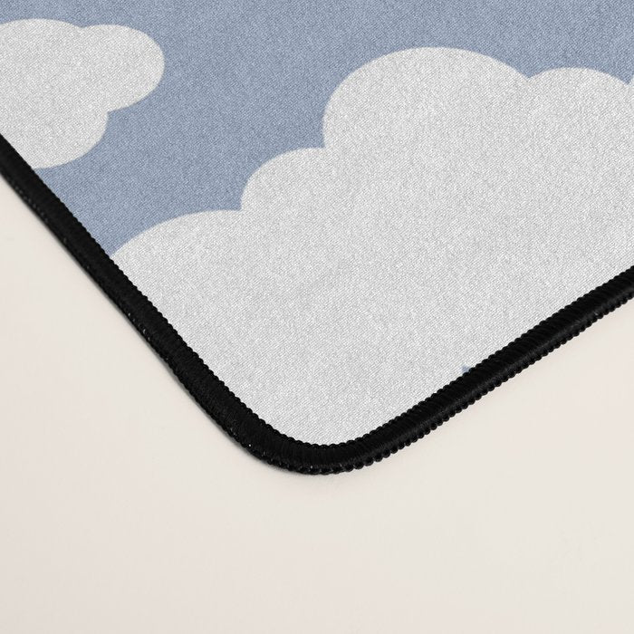 Sunny Summer Sky: White Cartoon Clouds in a Blue Sky Pattern Desk Mat Gallery Image 4