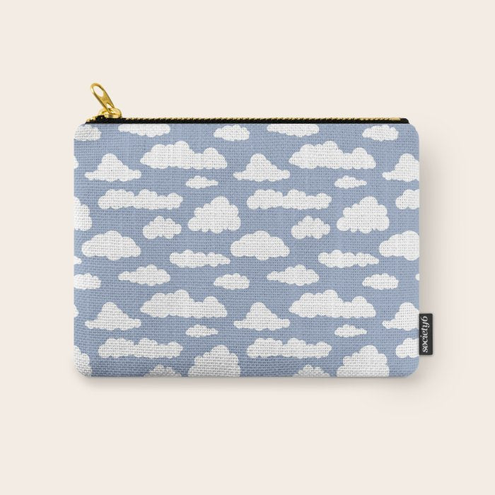 Sunny Summer Sky: White Cartoon Clouds in a Blue Sky Pattern Carry All Pouch Gallery Image 1