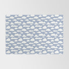 Sunny Summer Sky: White Cartoon Clouds in a Blue Sky Pattern Rug Gallery Image 2