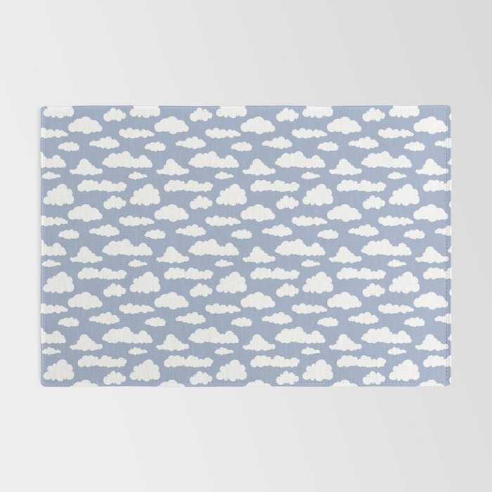 Sunny Summer Sky: White Cartoon Clouds in a Blue Sky Pattern Rug Gallery Image 2