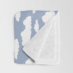 Sunny Summer Sky: White Cartoon Clouds in a Blue Sky Pattern Throw Blanket Gallery Image 3