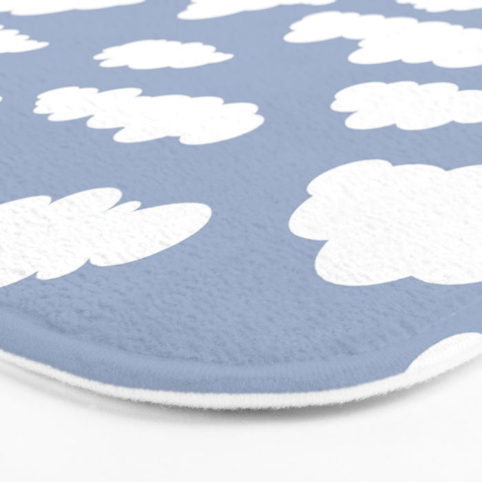 Sunny Summer Sky: White Cartoon Clouds in a Blue Sky Pattern Bath Mat Gallery Image 3