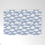 Sunny Summer Sky: White Cartoon Clouds in a Blue Sky Pattern Welcome Mat Gallery Image 1