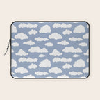 Sunny Summer Sky: White Cartoon Clouds in a Blue Sky Pattern Laptop Sleeve Gallery Image 1